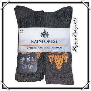 Rainforest Men’s Outdoor Full Cushioned Crew Socks 6-Pack Super Warm
